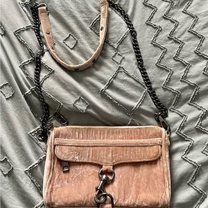 Rebecca Minkoff Nude Pink Crushed Velvet Crossbody Bag